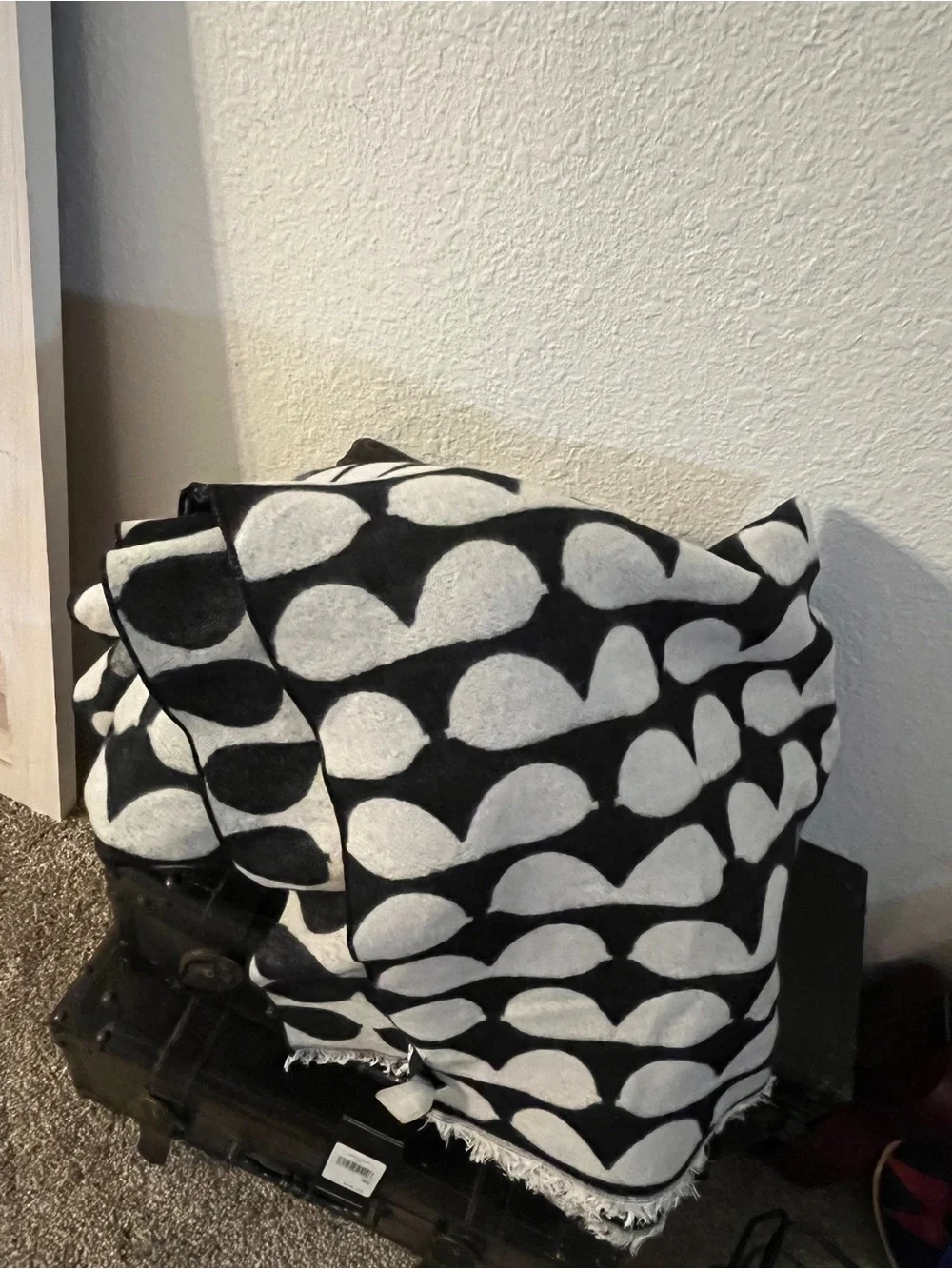 Karl Lagerfeld Black and Cream Patterned Scarf